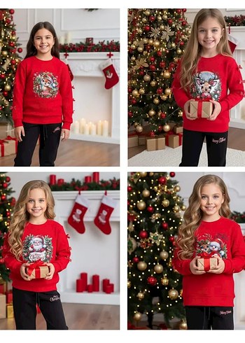 Çocuk Kırmızı noel takim - Görsel 4