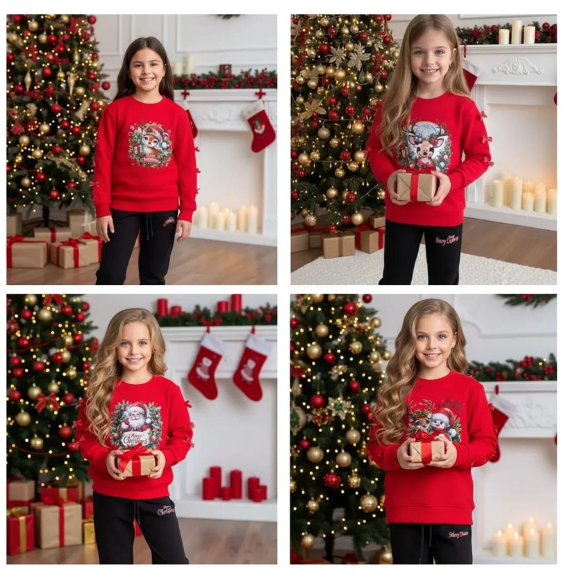 Çocuk Kırmızı noel takim - Görsel 4