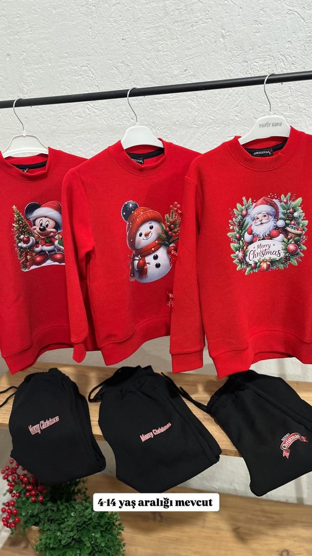 Çocuk Kırmızı noel takim - Görsel 2