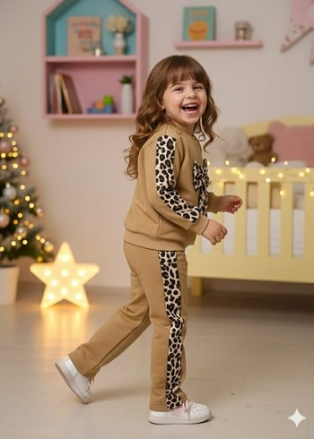 Leopar Desenli  Kız Çocuk Eşofman Takımı - Görsel 7