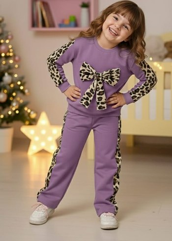 Leopar Desenli  Kız Çocuk Eşofman Takımı - Görsel 4
