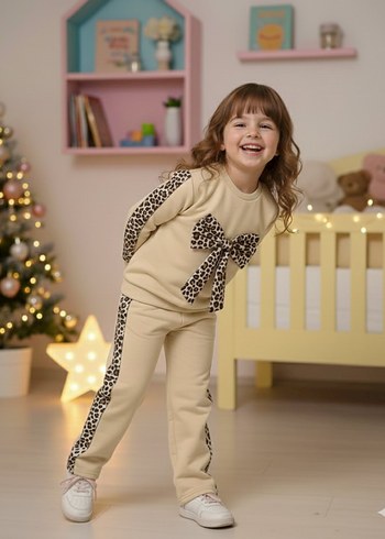 Leopar Desenli  Kız Çocuk Eşofman Takımı - Görsel 2