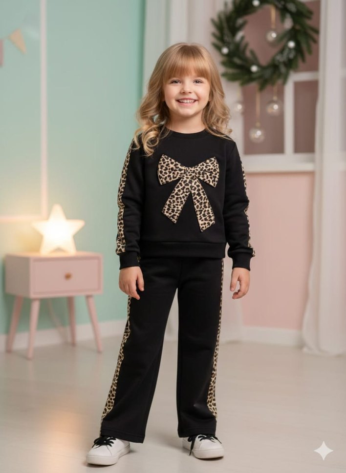 Leopar Desenli  Kız Çocuk Eşofman Takımı - Görsel 3