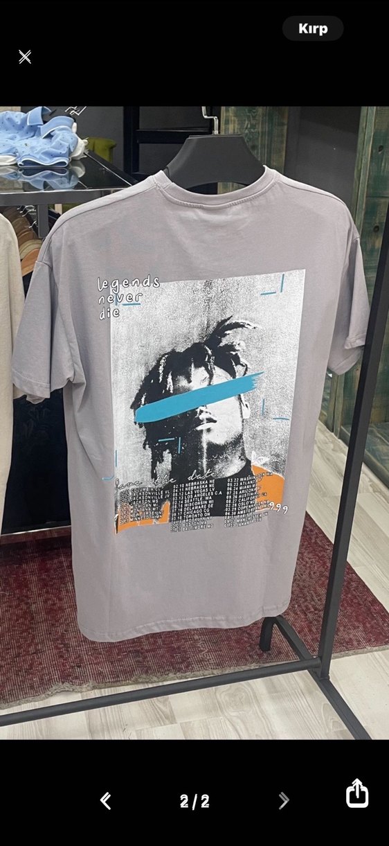 Gri Baskılı Erkek Tişörtü, Rahat Kesim - Görsel 2