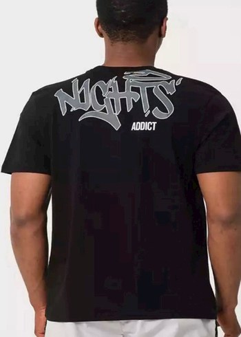 Siyah Baskılı Oversize Erkek Tişört - Görsel 2