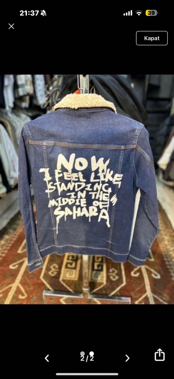 Kürklü Lacivert Denim Ceket - Görsel 2