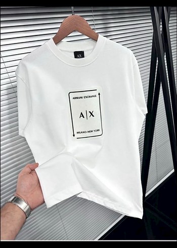 Armani A X Beyaz Bisiklet Yaka Tisort