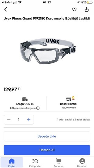 UVEX Marka Bisiklet / Toz Gözlüğü