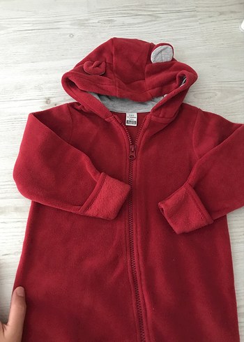 Kırmızı Fermuarlı Bebek Tulumu - Görsel 4