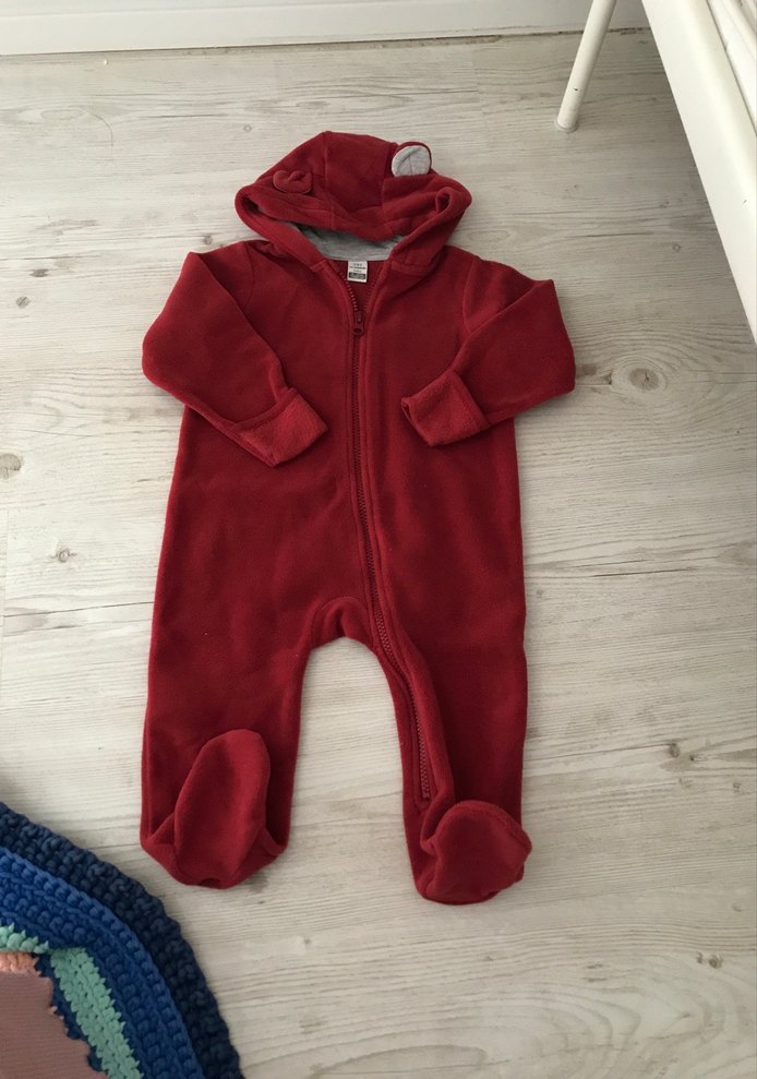 Kırmızı Fermuarlı Bebek Tulumu - Görsel 2