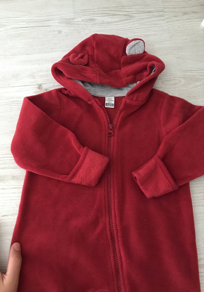 Kırmızı Fermuarlı Bebek Tulumu - Görsel 4