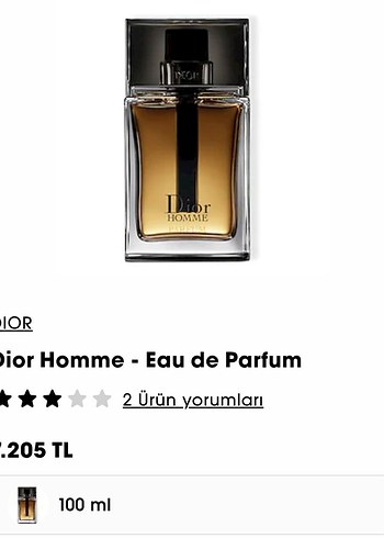 Orjinal Dior Homme Eau de Parfum 100ml Erkek Parfümü