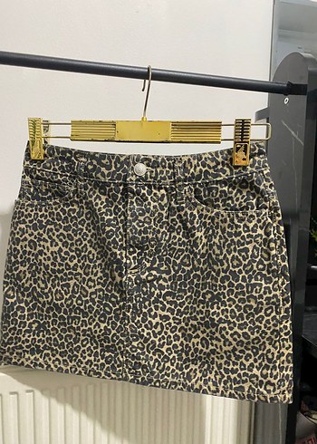 universal Beden siyah Renk Orjinal Mango marka leopar Mini Etek