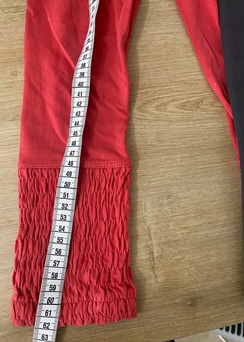 Kız Çocuk Kırmızı ve Siyah Tayt Seti - Görsel 3