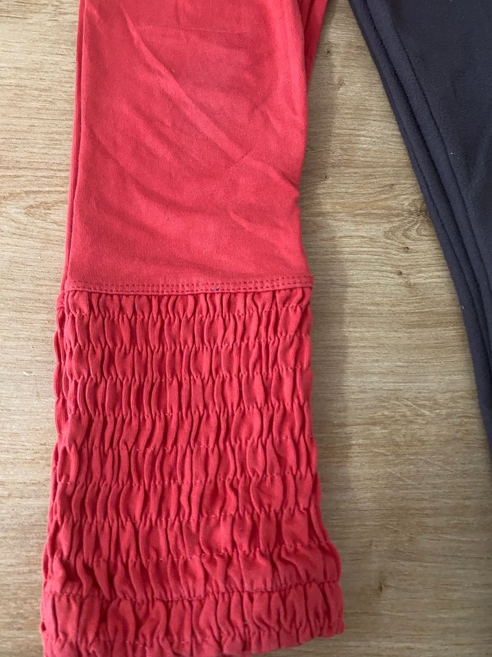 Kız Çocuk Kırmızı ve Siyah Tayt Seti - Görsel 2