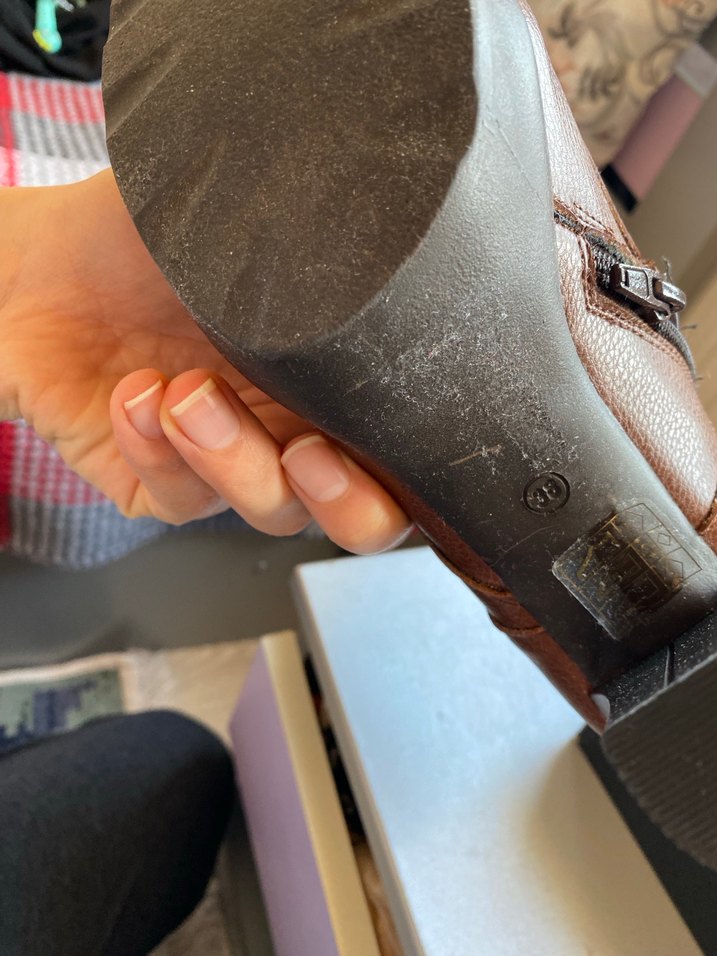 Kahverengi Deri Platform Topuklu Kadın Bot - Görsel 3