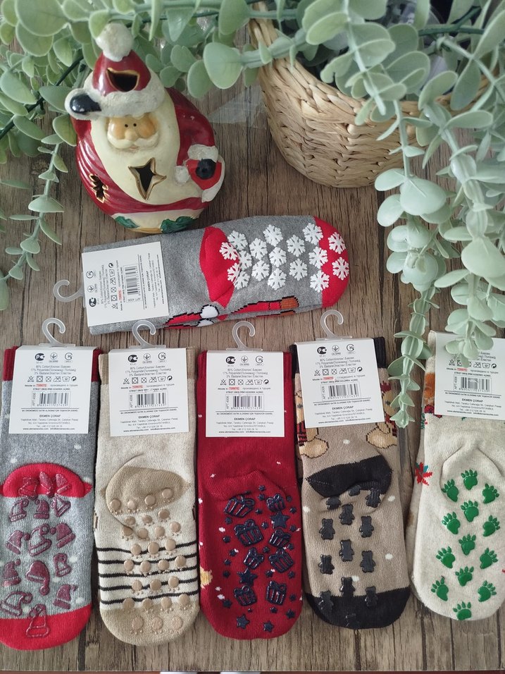 Kız Çocuk Renkli Baskılı Havlu Çorap - Görsel 2