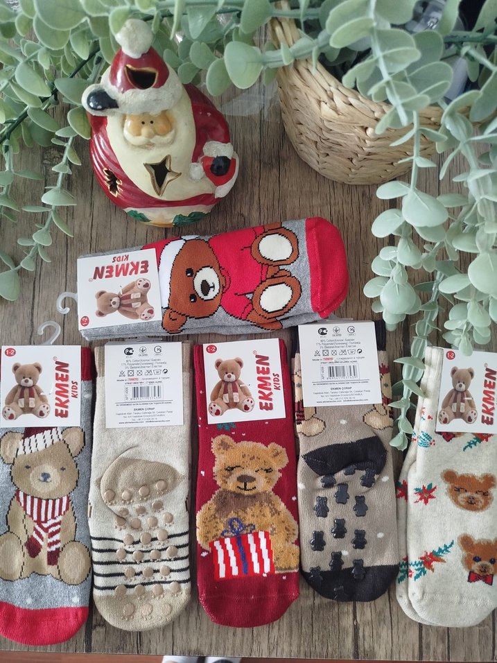 Kız Çocuk Renkli Baskılı Havlu Çorap - Görsel 3