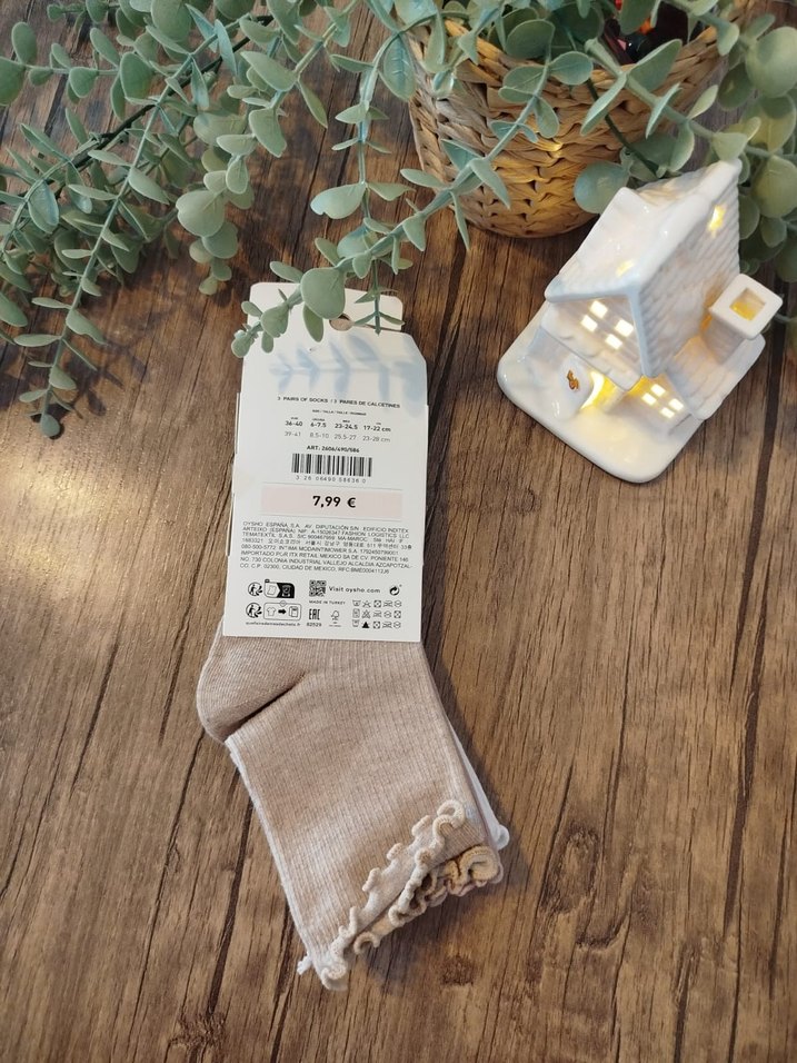 Kız Çocuk Bej ve Pastel Triko Çorap Seti - Görsel 3