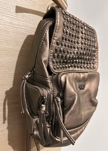 Ççs yıkanmış deri puntalı sırt çantası - Görsel 2
