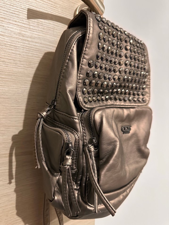 Ççs yıkanmış deri puntalı sırt çantası - Görsel 2