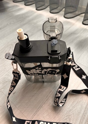 Siyah ikili Çocuk Termos Şişesi ve Taşıma Askısı - Görsel 3