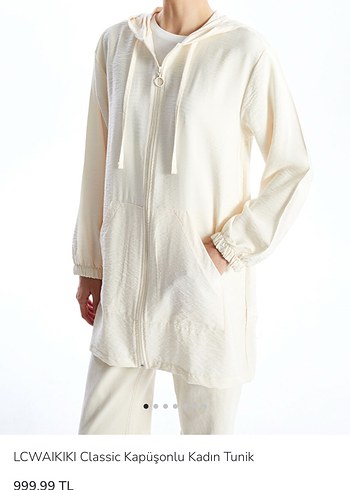 LC Waikiki Beyaz Kapüşonlu Kadın Tunik - Görsel 2