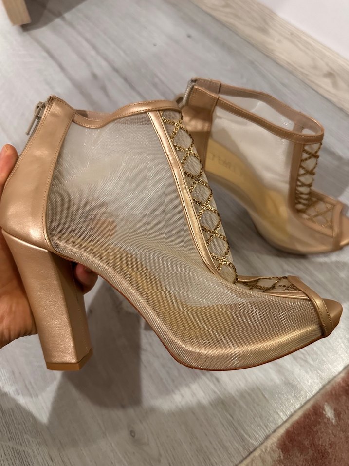 Gold altın topuklu ayakkabı - Görsel 2