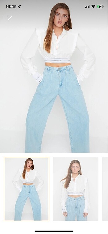X sagaza studio beyaz crop detaylı poplin gömlek