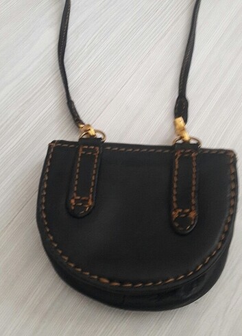 Beden siyah Renk Deri vintage mini canta