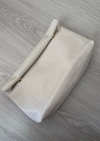 Beyaz Yılan Derisi Desenli Deri Kadın Çanta - Görsel 2