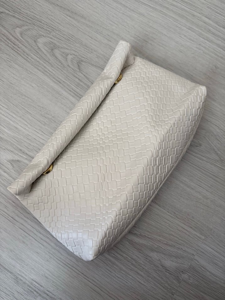 Beyaz Yılan Derisi Desenli Deri Kadın Çanta - Görsel 2
