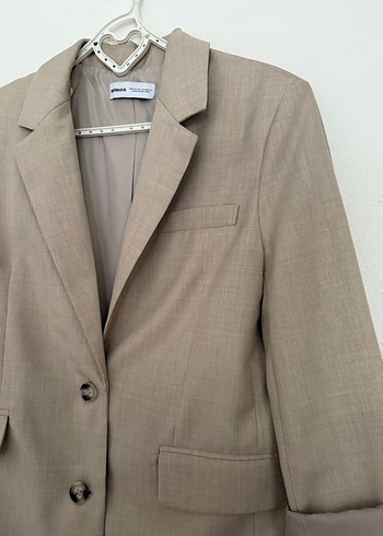 Bej Kadın Klasik Kesim Keten Ceket Bej - Görsel 2