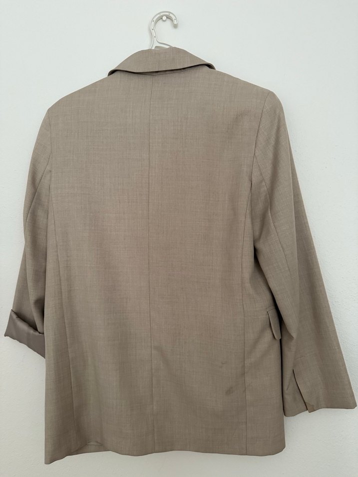 Bej Kadın Klasik Kesim Keten Ceket Bej - Görsel 4