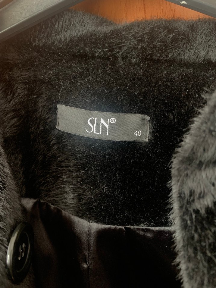 Kürklü Siyah Midi Kadın Kaban - Görsel 3