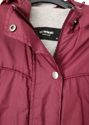 Bordo Düğmeli Kadın Ceket yağmurluk - Görsel 3