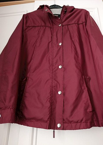 Bordo Düğmeli Kadın Ceket yağmurluk - Görsel 5