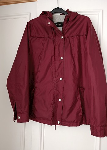 Bordo Düğmeli Kadın Ceket yağmurluk - Görsel 4