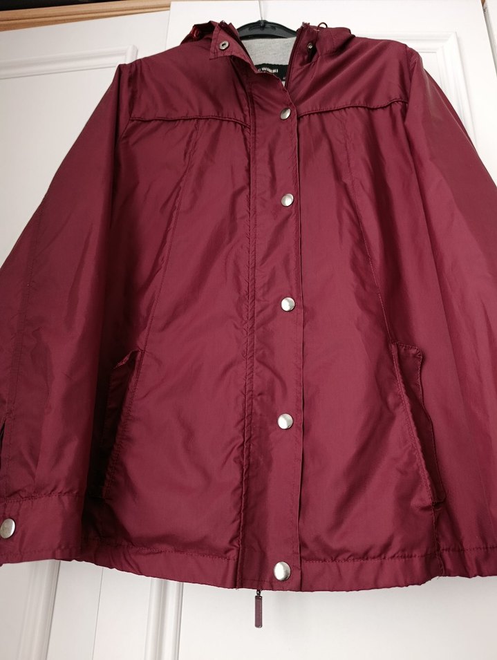 Bordo Düğmeli Kadın Ceket yağmurluk - Görsel 5