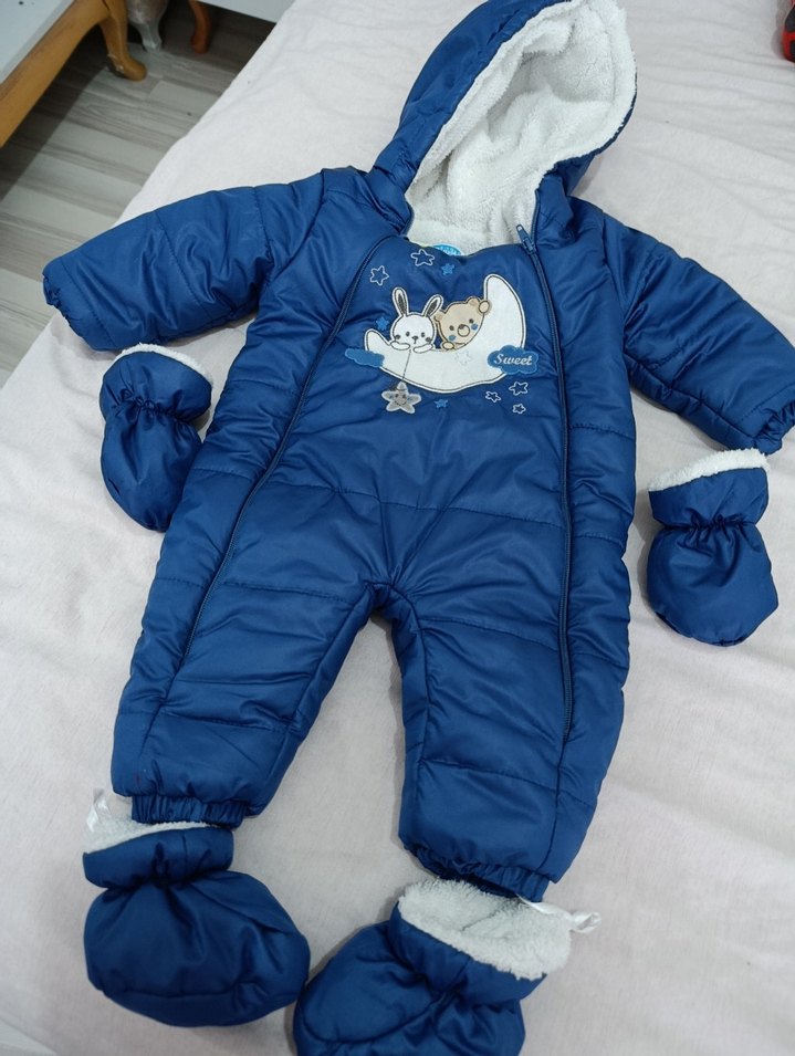 Bebek Kayak astronot Tulum mont Kapüşonlu eldivenli - Görsel 2