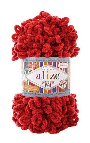 Alize puffy fine 56 numara Kırmızı ip