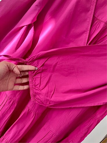 xl Beden pembe Renk Zara Poplin Elbise