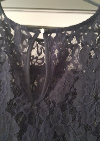 Lacivert Dantel, Askılı, Gevşek Kesim Bluz - Görsel 5