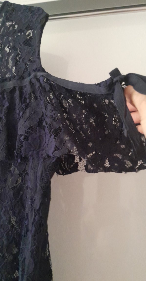 Lacivert Dantel, Askılı, Gevşek Kesim Bluz - Görsel 2