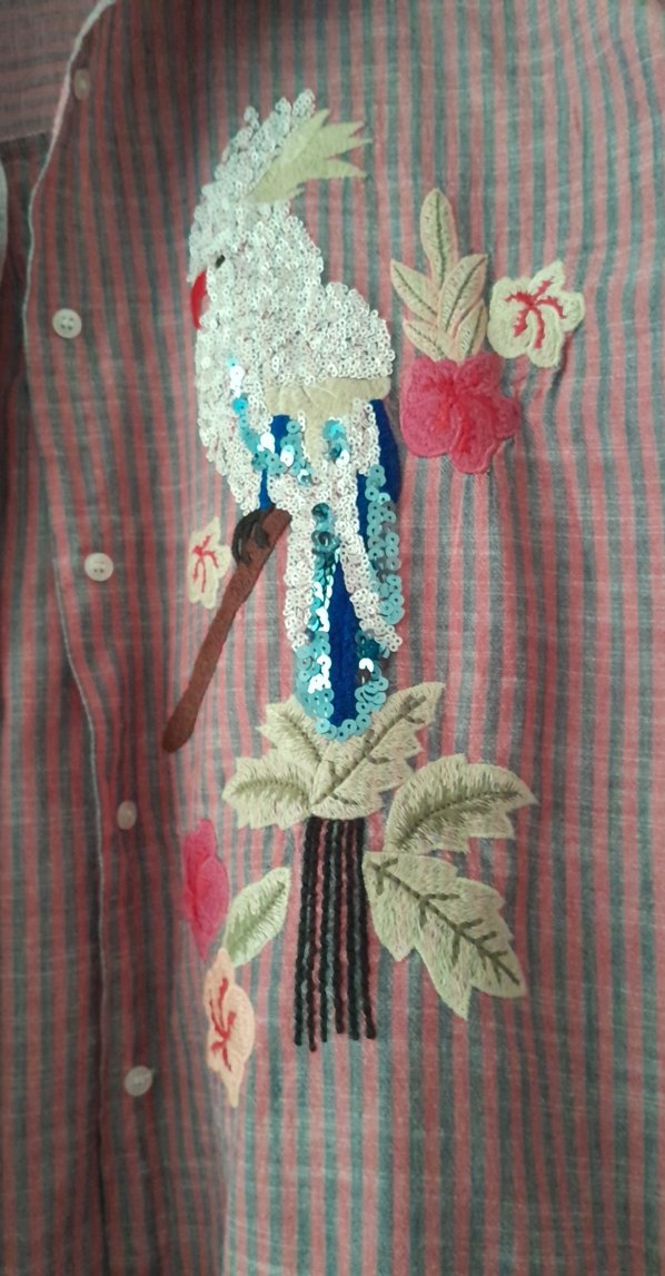 Düğmeli Nakışlı Bohem Kadın Gömlek - Görsel 2