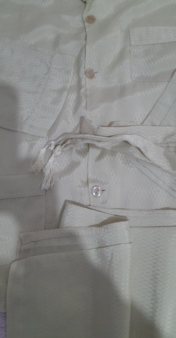 Yeşil Vintage Uzun Kollu erkek saten Pijama Takımı - Görsel 2