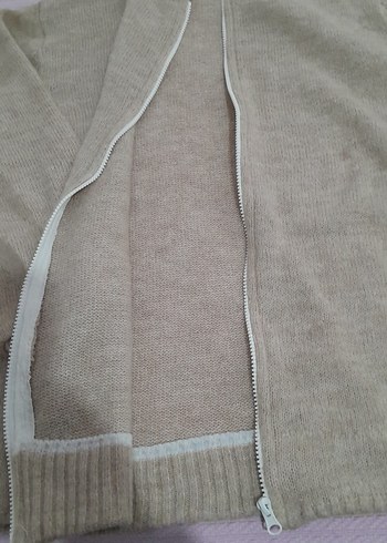 Bej Fermuarlı Kadın Triko Kazak - Görsel 3
