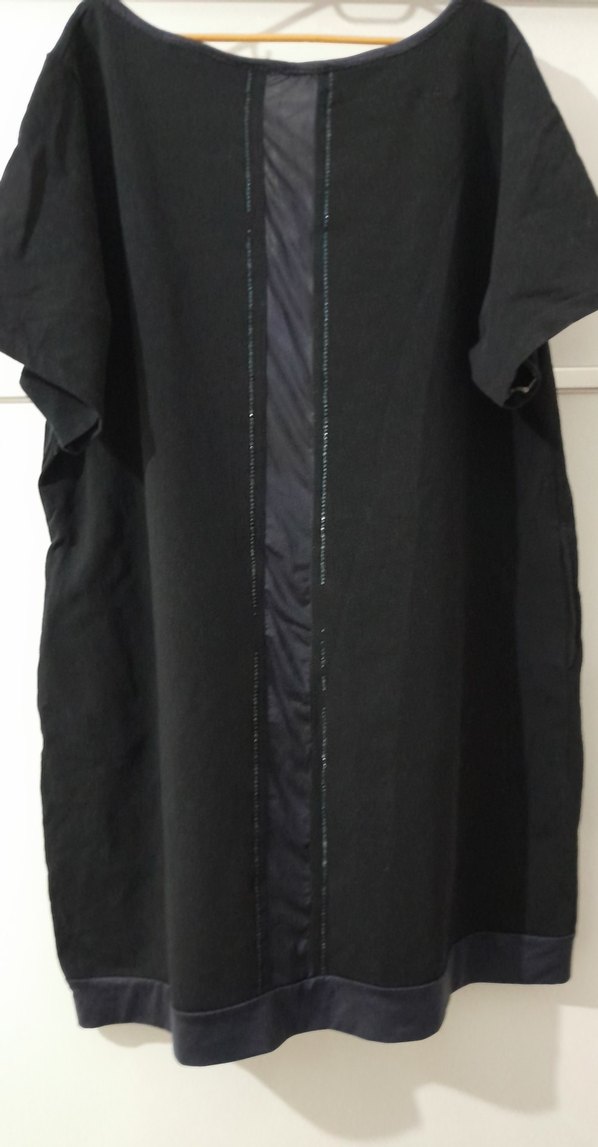 koyu lacivert yan cepli Gotik Baskılı kısa elbise - Görsel 5