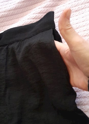 Düğmeli Siyah Uzun Keten Etek - Görsel 2