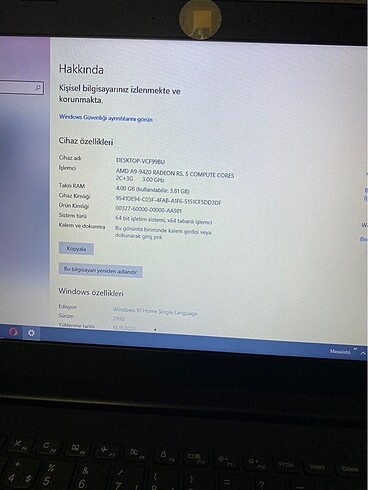 Beden Renk Lenovo laptop
